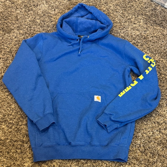 Carhartt Other - Carhartt Men's Royal Blue Hoodie with Yellow Sleeve Print